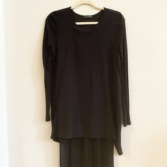 Zara W&B Size M Black Sweater Women Top Blouse Long Back Stylish Tail Modern - Picture 2 of 10
